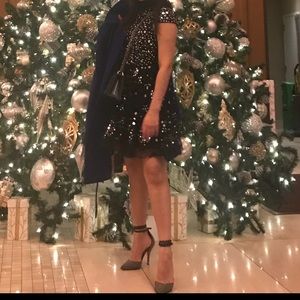 (Alice and Olivia) lace, mirror cocktail dress